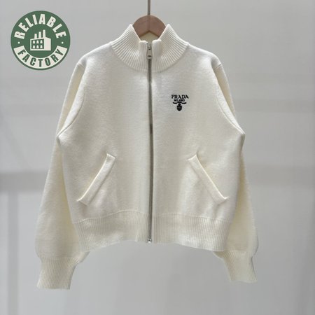 Prada Turtleneck Zip-up Wool Coat