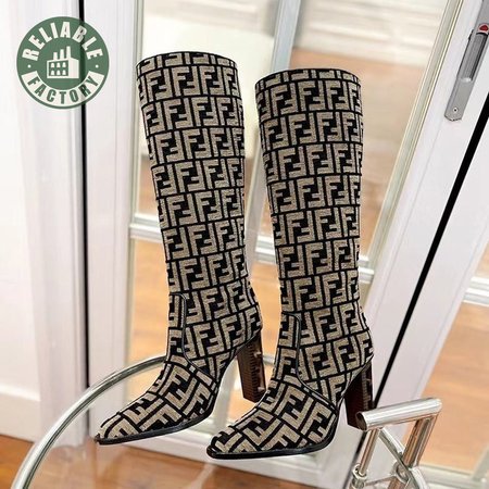 Fendi Cut High-Heeled FF Chenille Boots 35-43