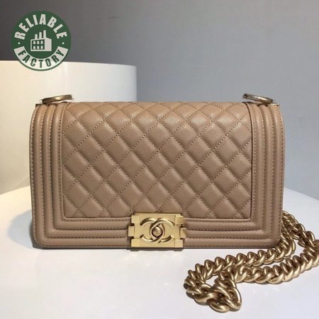 Chanel Boy Flap Quilted Diamond Metallic New Medium Tan