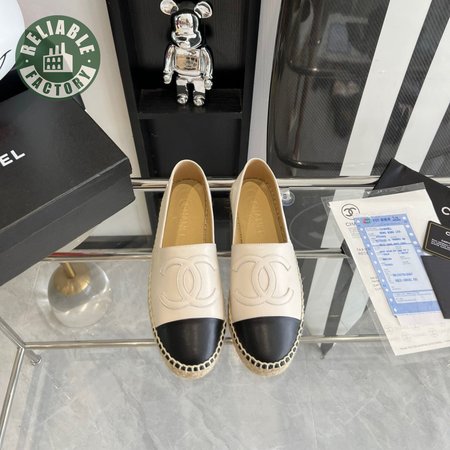 Chanel Lambskin Espadrilles 37 White Black Size 35-40