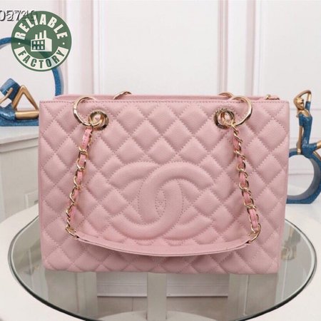 Chanel Pink Quilted Caviar Timeless CC Tote Bag