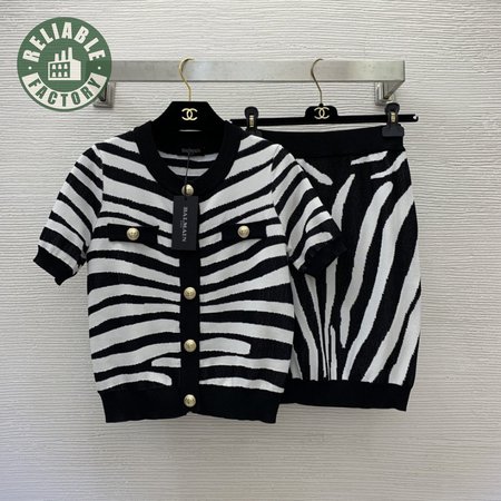 Chanel Zebra-print Knitted Two-piece Suit