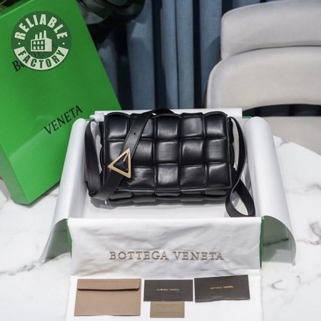 Bottega Veneta Padded Intreccio Cassette Crossbody Bag Black