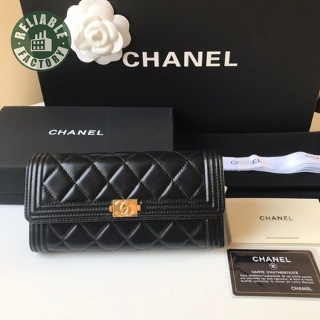 Chanel Boy Long Clip Black Gold Buckle