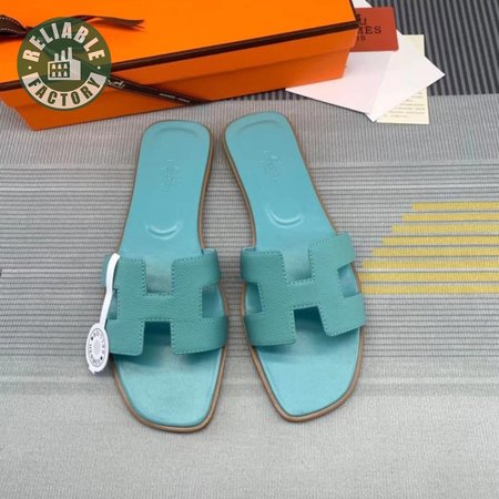 Hermes Oran Sandal Bleu Pinede Box Calfskin Leather