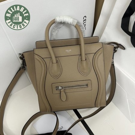 Celine Luggage Micro Drummed Calfskin Dune