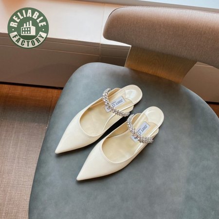 Jimmy Choo Women Bing 65 Patent Leather Crystal Strap Ballet Mules