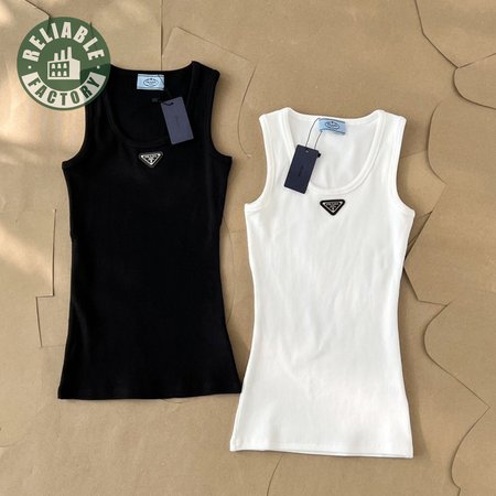 Prada Cotton Tank Top Black White