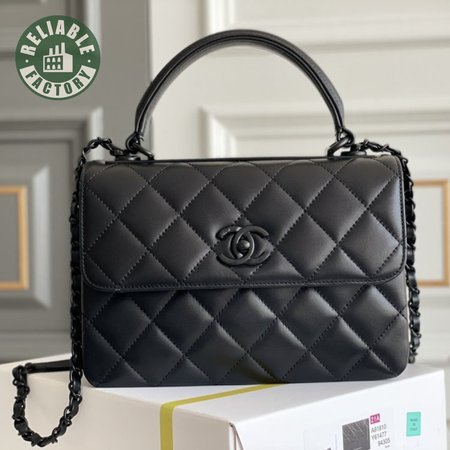Chanel Flap Bag With Handles Lambskin & Black-Tone Metal