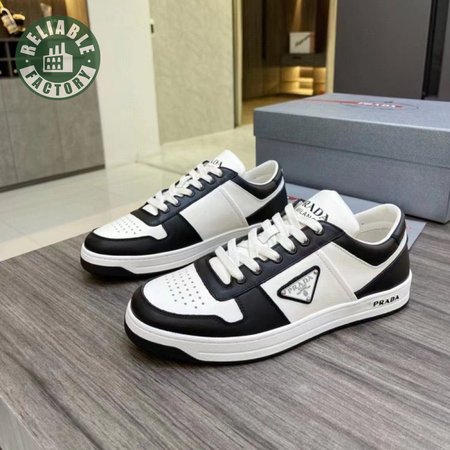 Prada Downtown Low Top Sneakers Leather White Black