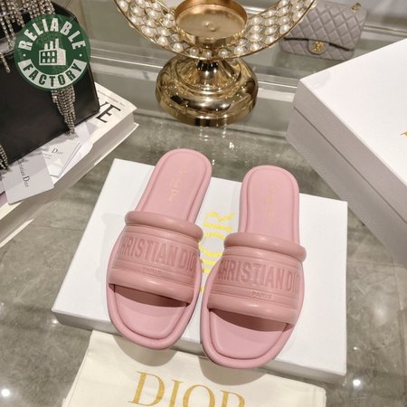 Dior Slide Pink Embossed Lambskin