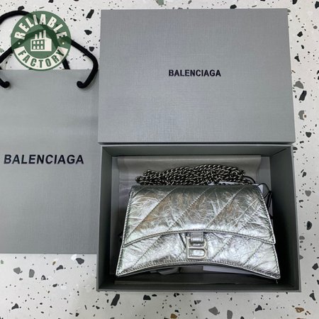 Balenciaga Crush Quilted Metallic Chain Shoulder Bag