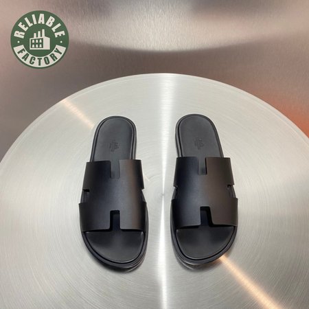 Hermes Izmir Sandal Noir Canvas Calfskin Leather