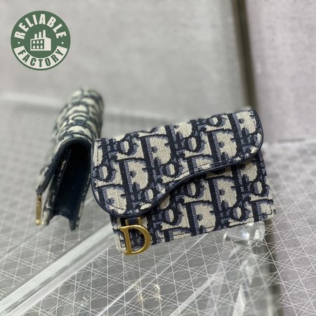 Dior Oblique Saddle Lotus Wallet Blue