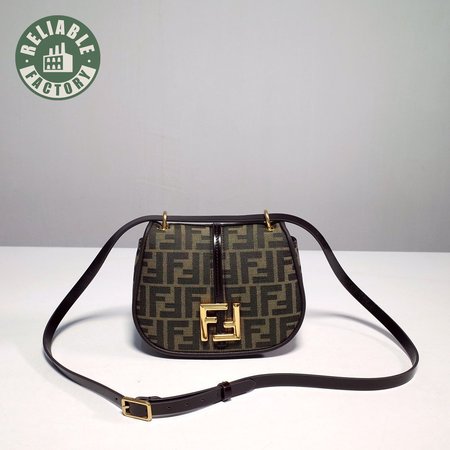 Fendi C Mon Small Brown FF Jacquard Fabric Bag
