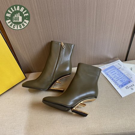 Fendi First Black Nappa Leather High Heel Ankle Boots