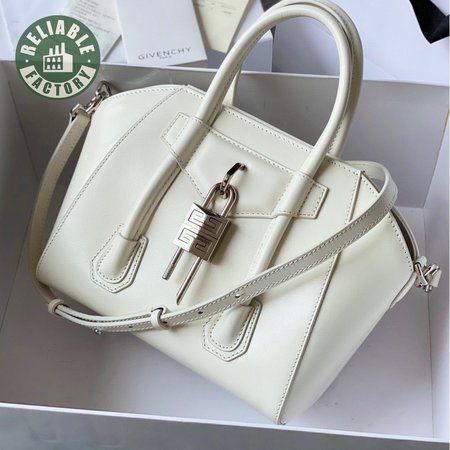 Givenchy Mini Antigona Lock Bag In Box Leather Ivory