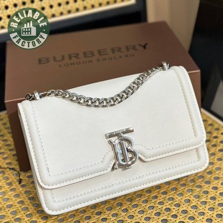 Burberry Leather Small TB Bag White