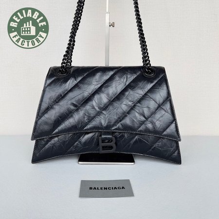 Balenciaga Crush Large Chain Bag Quilted In Black