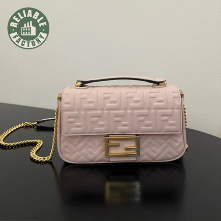 Fendi Baguette Chain Midi Pink Nappa Leather Bag