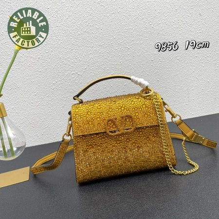 Valentino Mini Vsling Handbag With Rhinestones Gold
