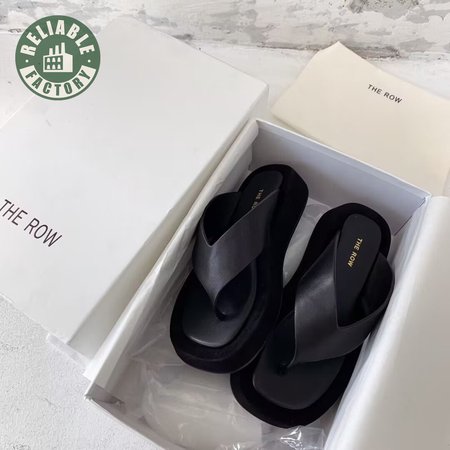 The Row Ginza Suede Sandals Black