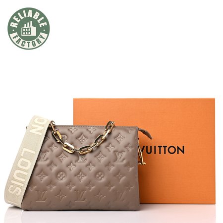 Lambskin Embossed Monogram Coussin PM Taupe