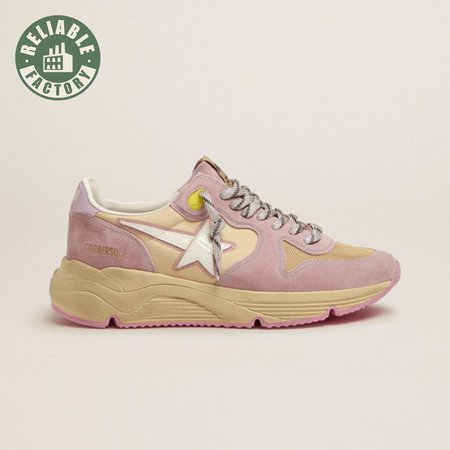 Pastel Pink Running Sole Sneakers With White Star