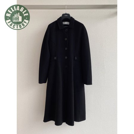 Dior Single-Breasted Long Double-Faced Cashmere Coat Black