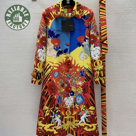 Dolce & Gabbana Cupid-Print Button-Down Lapel Slim-Fit Trench Coat