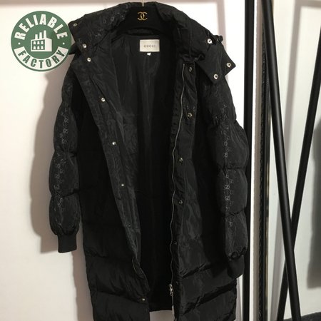 Gucci Double G Letter Print Long-Sleeved Hooded Cotton Padded Coat Jacket