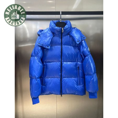 Moncler Autumn And Winter Hooded Down Jacket Blue