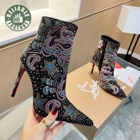 Christian Louboutin So Kate Starlight Red Sole Booties In Blackmulti