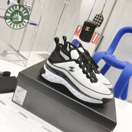 Chanel Sneakers Fabric & Suede Calfskin White/Black 35-40