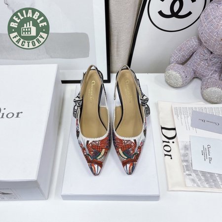 Dior J'Adior Slingback Pump White Multicolor Dior Jardin d'Hiver Embroidered Cotton 35-39