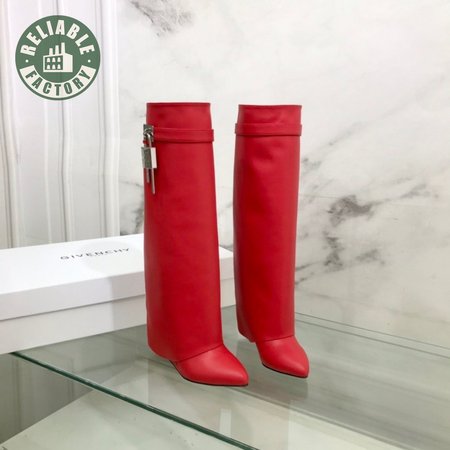 Givenchy Shark Lock Boots In Leather Red 35-39