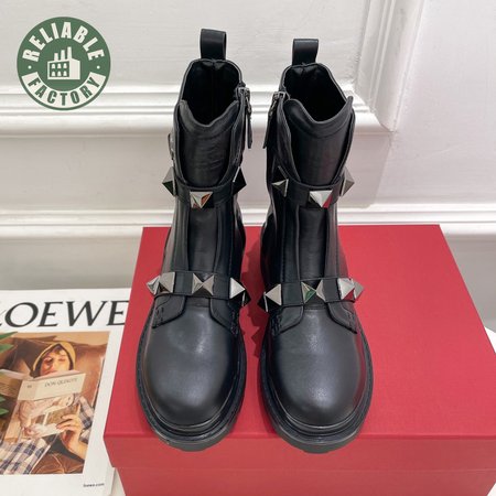 Valentino Roman Stud Calfskin Combat Boot With Tonal Studs 40MM 35-39