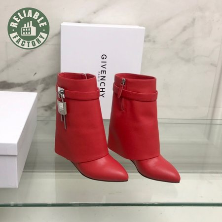 Givenchy Shark Lock Boots In Leather Red 35-39